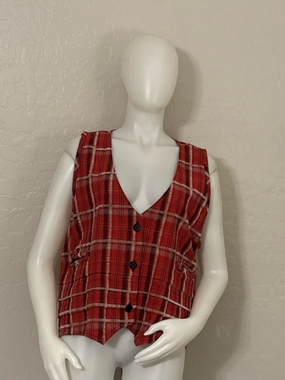 Dress To Kill by Jane Mohr Red Plaid Vest Size One Size Fits All